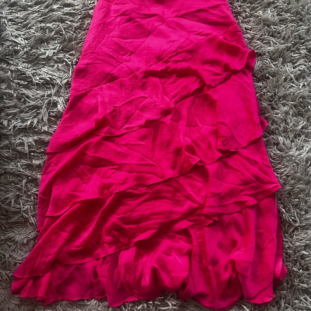 Pink Lily Vibrant Pink Asymmetrical Skirt